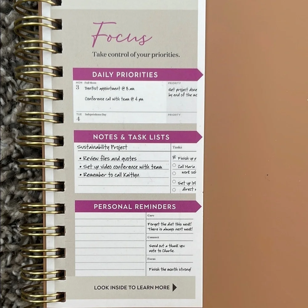 Cambridge Tan Weekly/Monthly Monthly Agenda/Planner